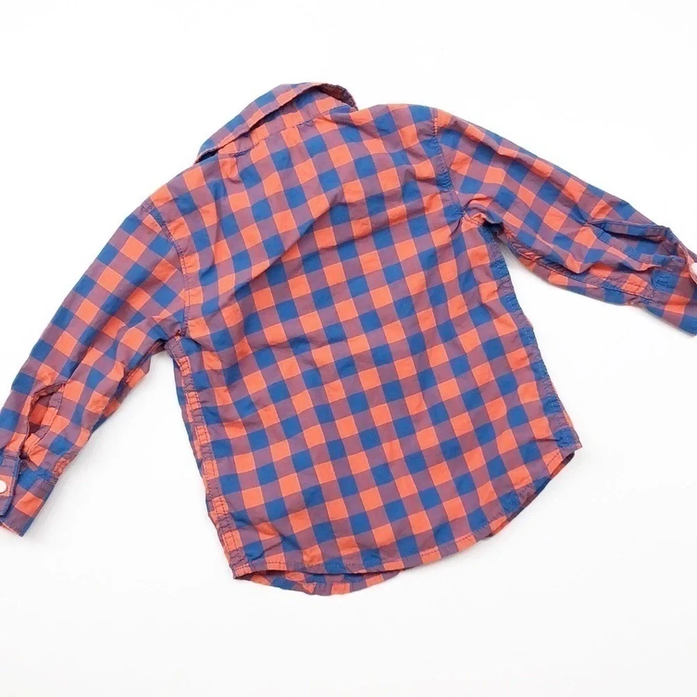 Carter’s red/orange & blue plaid button down shirt
